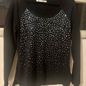 Boston Proper Black Sweatshirt with Silver Accents